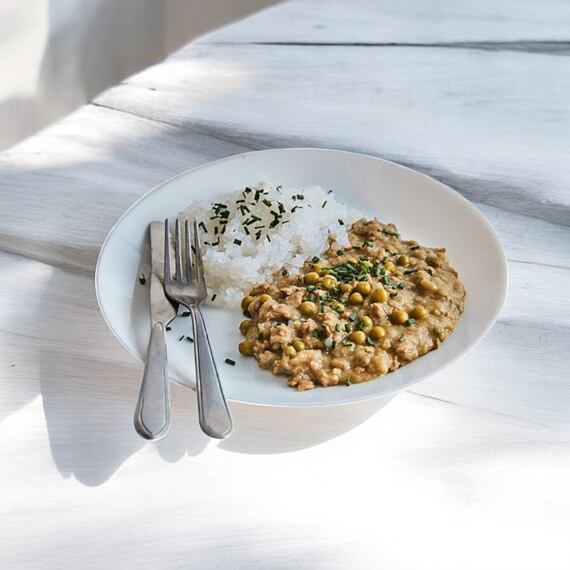 Protein-Erbsenmedaillons im Gemüseragout - Fertiggericht (1 Portion)